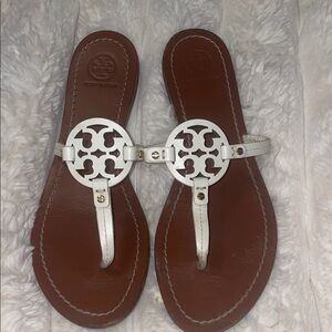 Tory Burch White and Brown Sandals